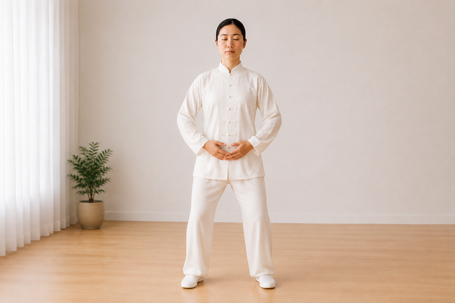 Find your center and soften the knees — tai chi walking step illustration